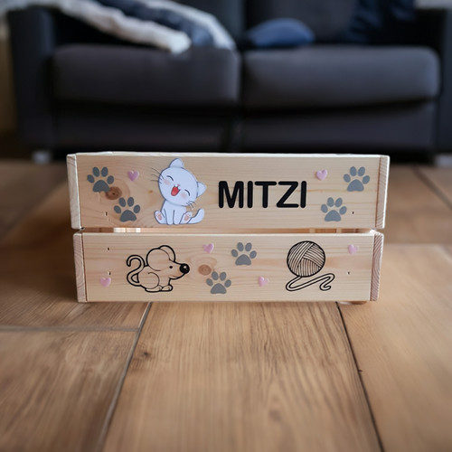 Personalised cat toy storage